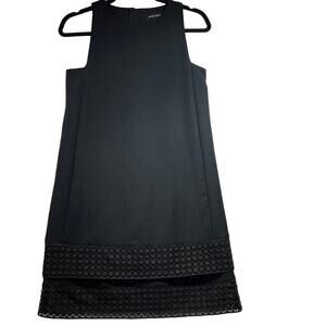 Banana Republic Black Sleeveless Exposed Zipper Tiered Lattice Hemline Womens 0